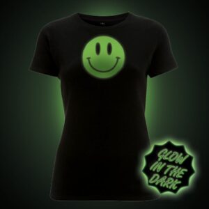 Glow in the dark Smiley Face women's t-shirt.