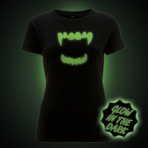 Glow in the dark vampire teeth women's t-shirt