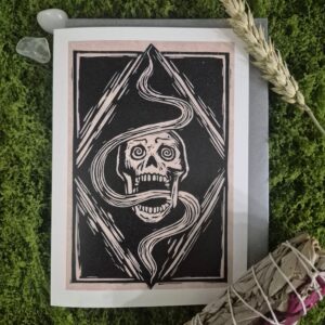 Linocut Card - Screaming Skull