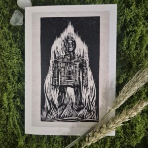 Linocut Card - Wicker Man