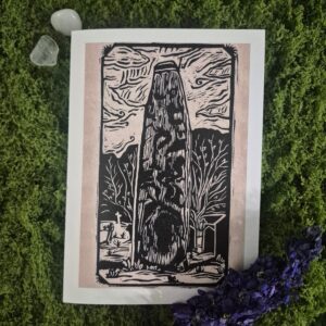 Linocut Card - Rudston Monolith