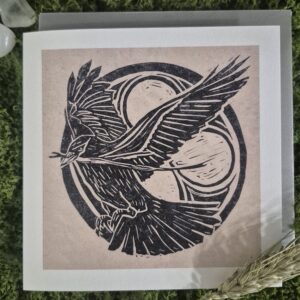 Linocut Card - Bollington Jackdaw