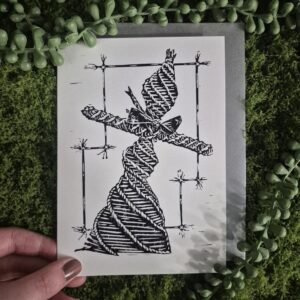 Linocut Card- Corn Dolly