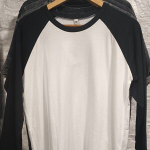 Long Sleeve Baseball Tee White/Black