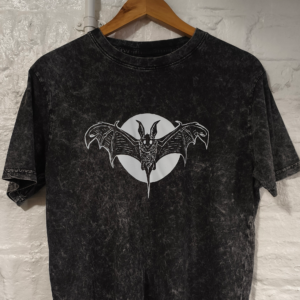 Bat, Flight at Full Moon, black distressed t-shirt