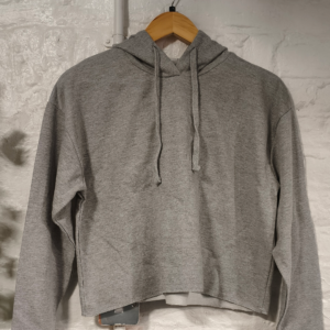 Cropped Grey Hooded Top